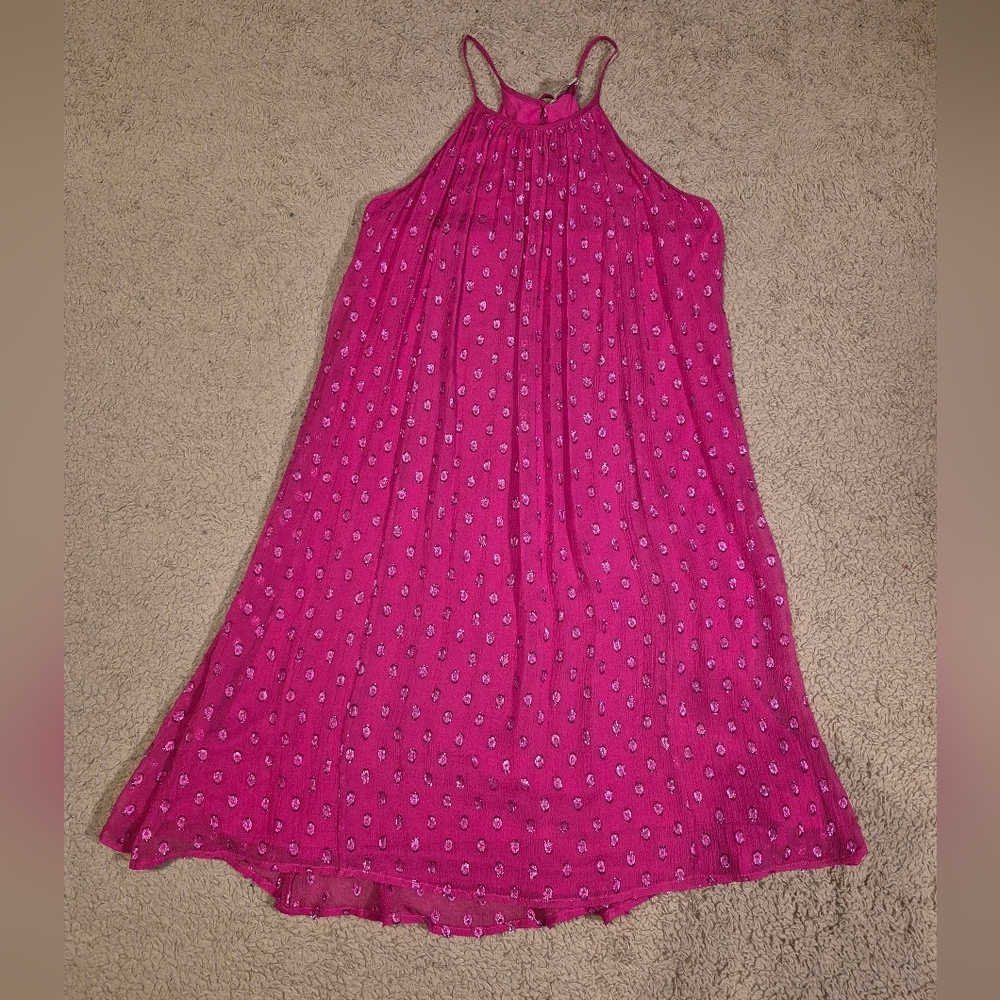 Ella Moss Bright Pink Metallic Shift Dress M - Picture 5 of 15